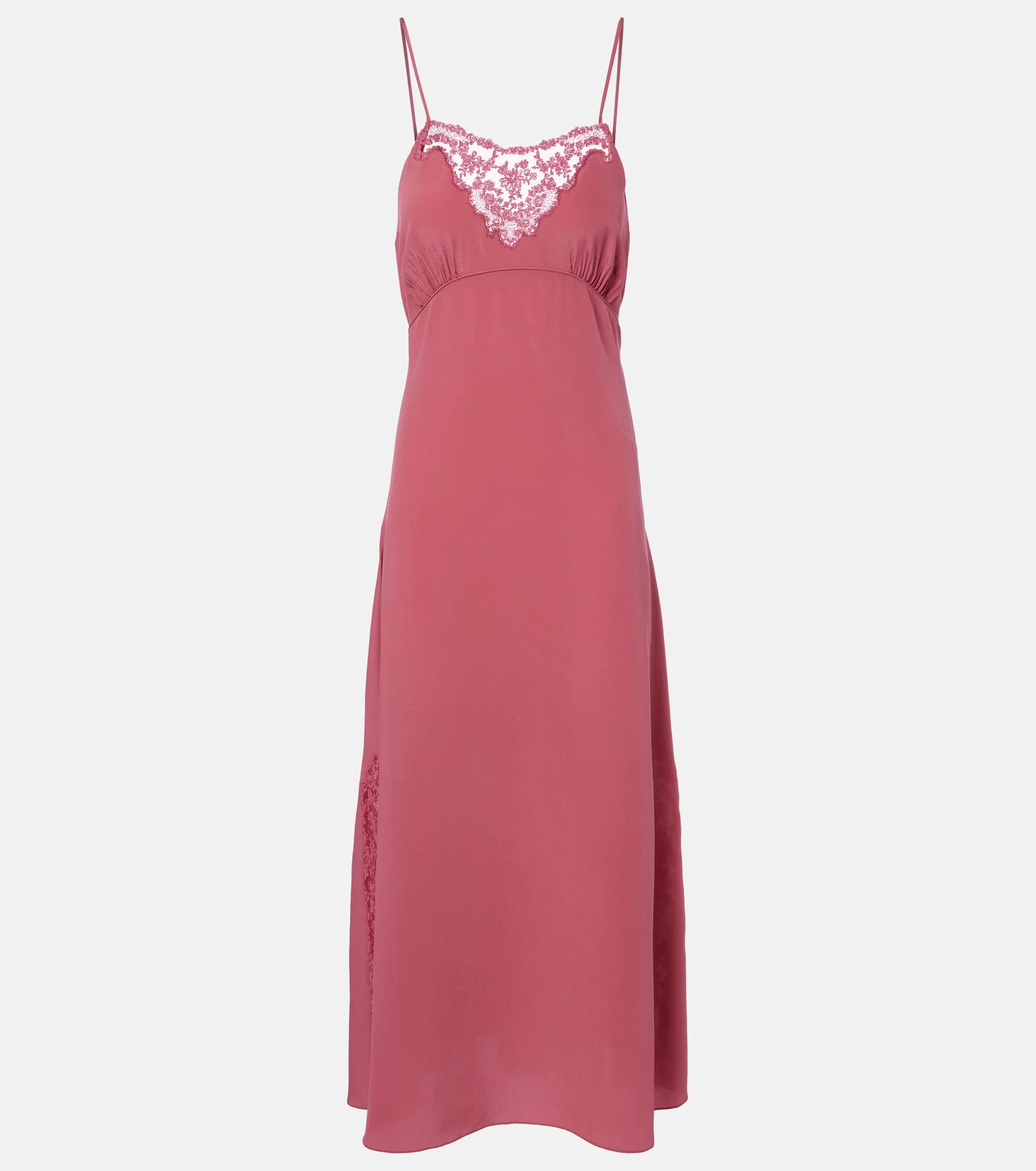 Lace-trimmed silk slip dress - 1