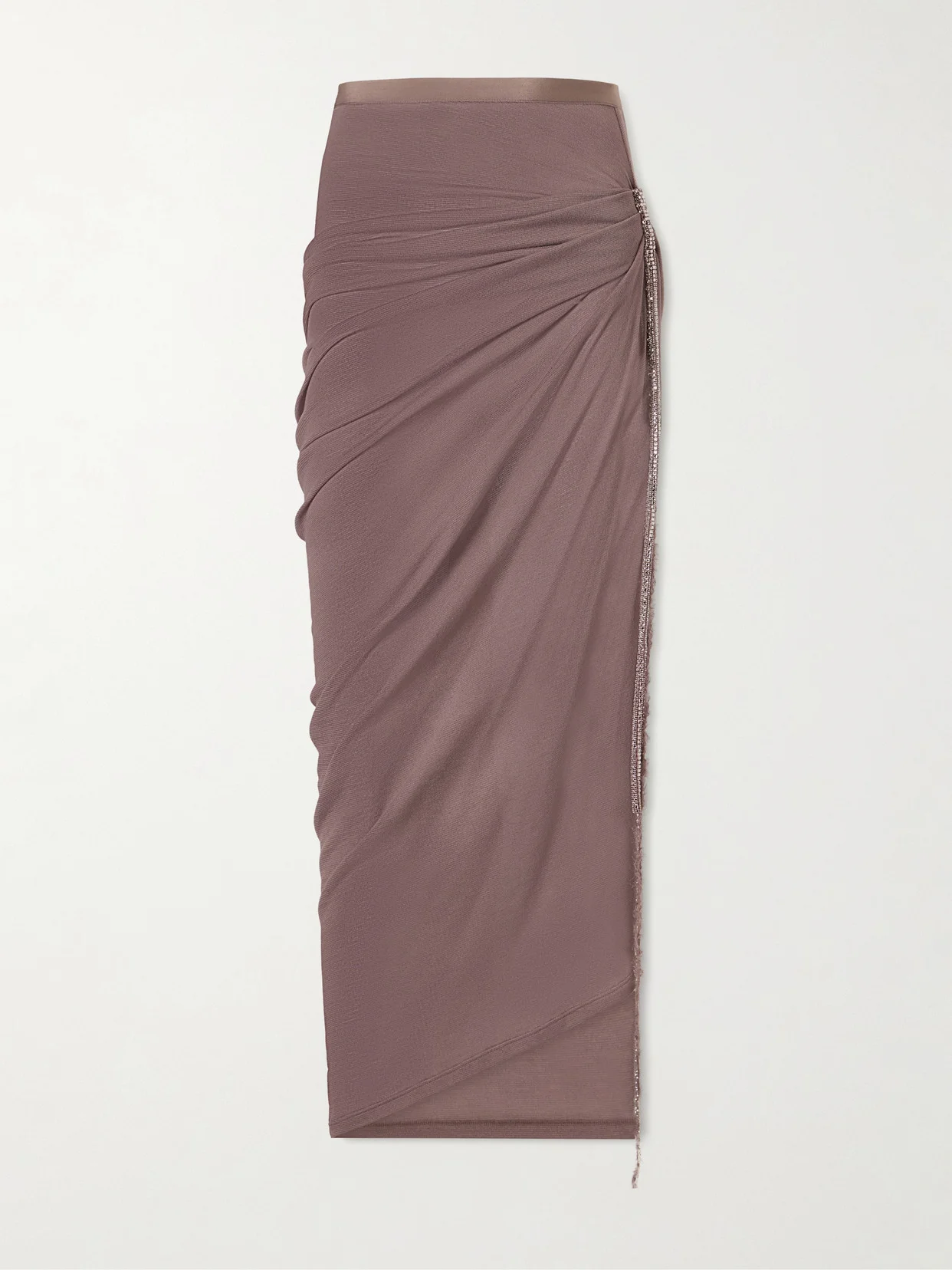 Embellished Draped Knitted Midi Skirt - 1
