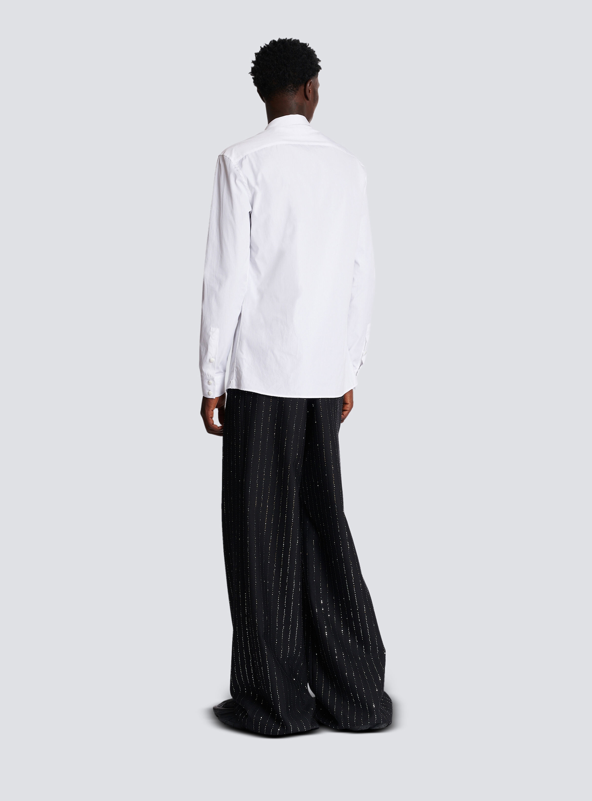 Cotton shirt with satin-covered buttons - 4