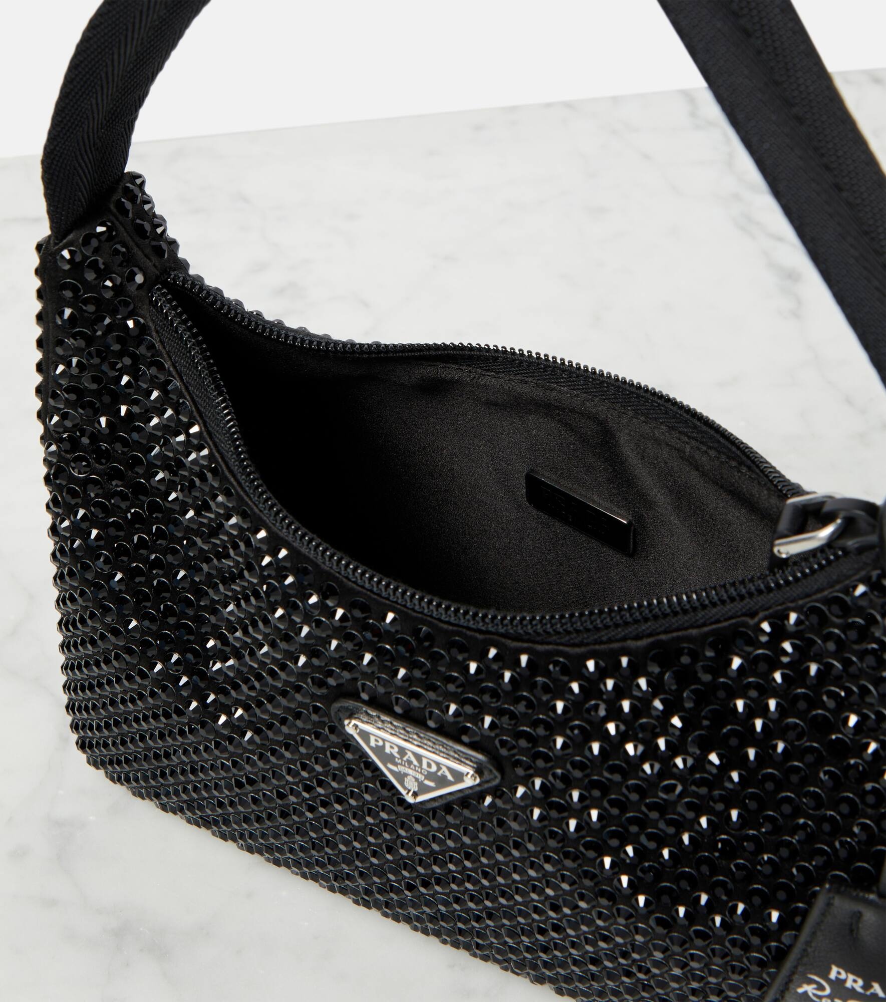 Crystal-embellished satin tote bag - 3