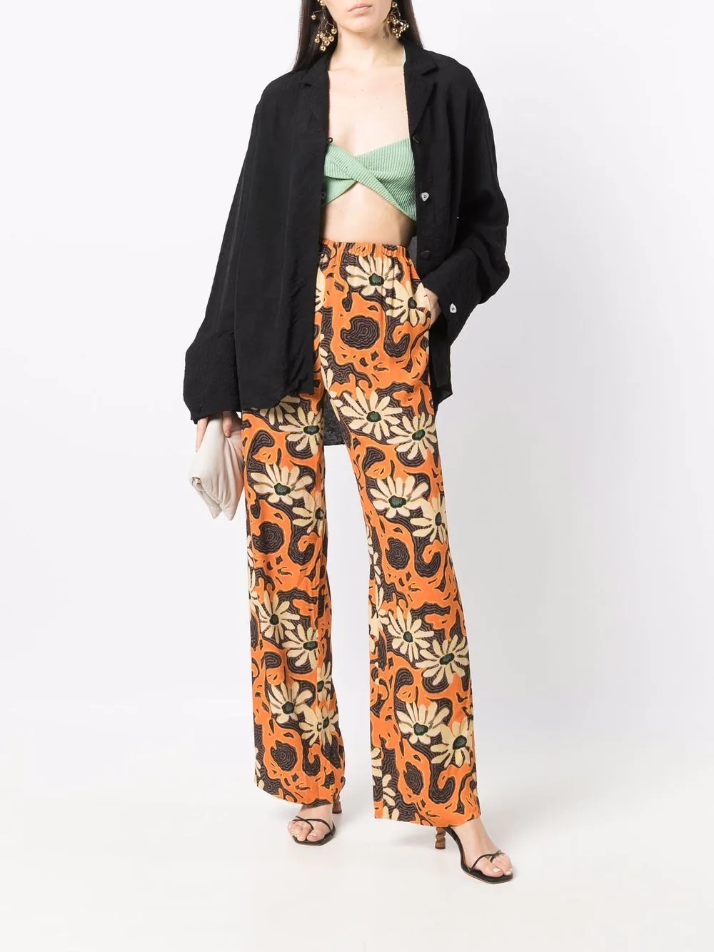 floral wide-leg trousers - 2