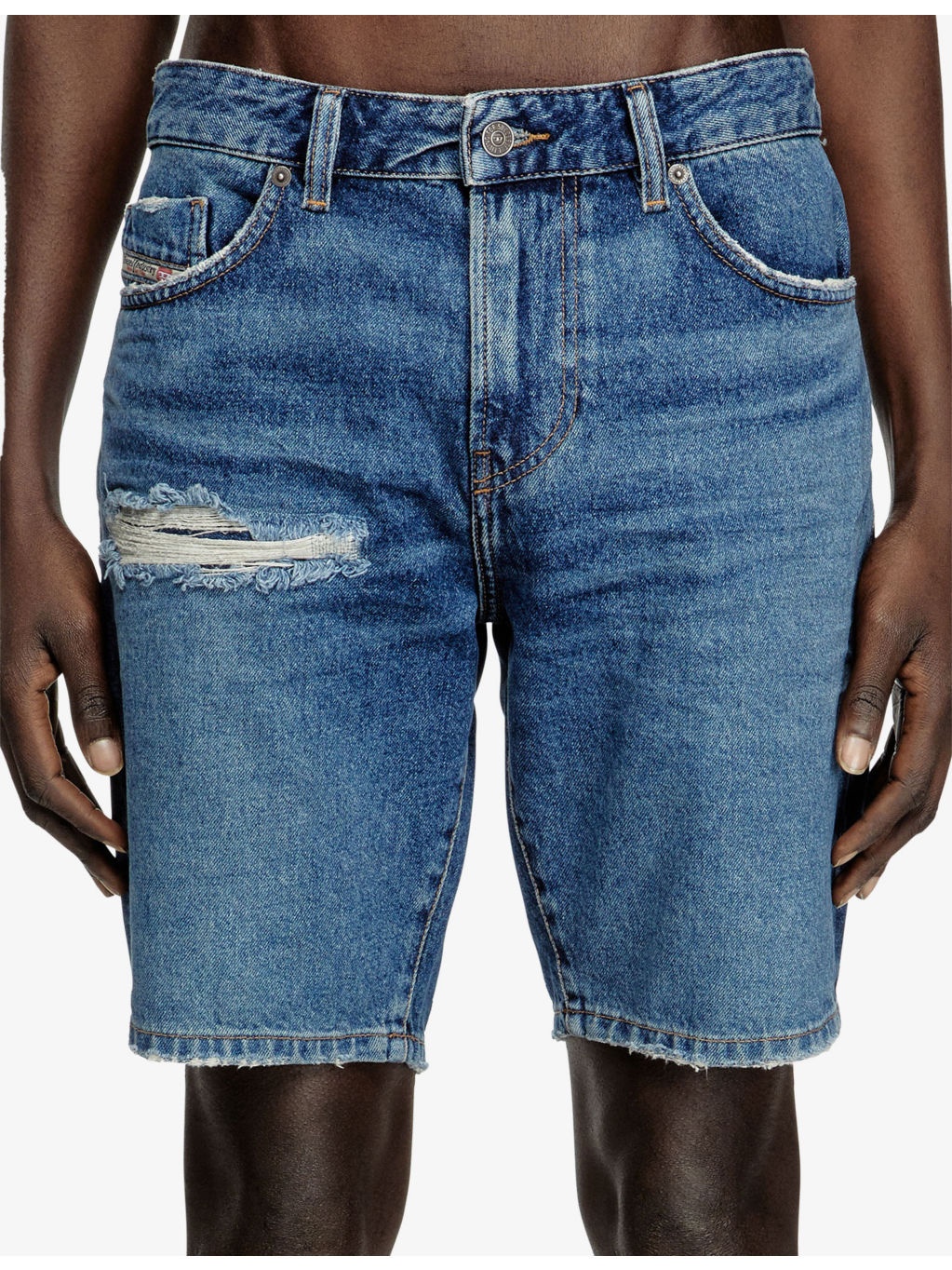 D-Fin Distressed Slim-Fit Denim Shorts - 5