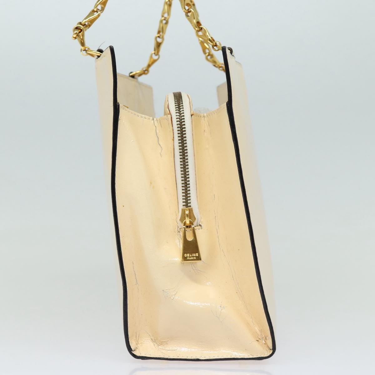 CELINE Chain Shoulder Bag Enamel Beige Gold - 5