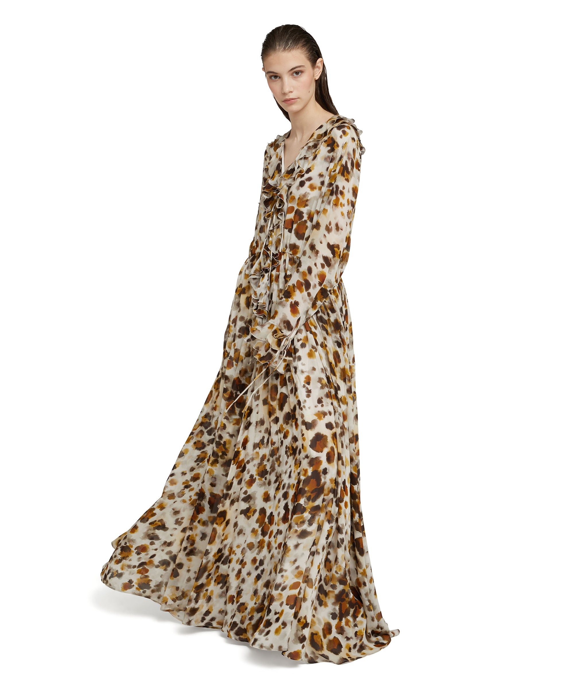 Long ruffled dress with georgette print - 5