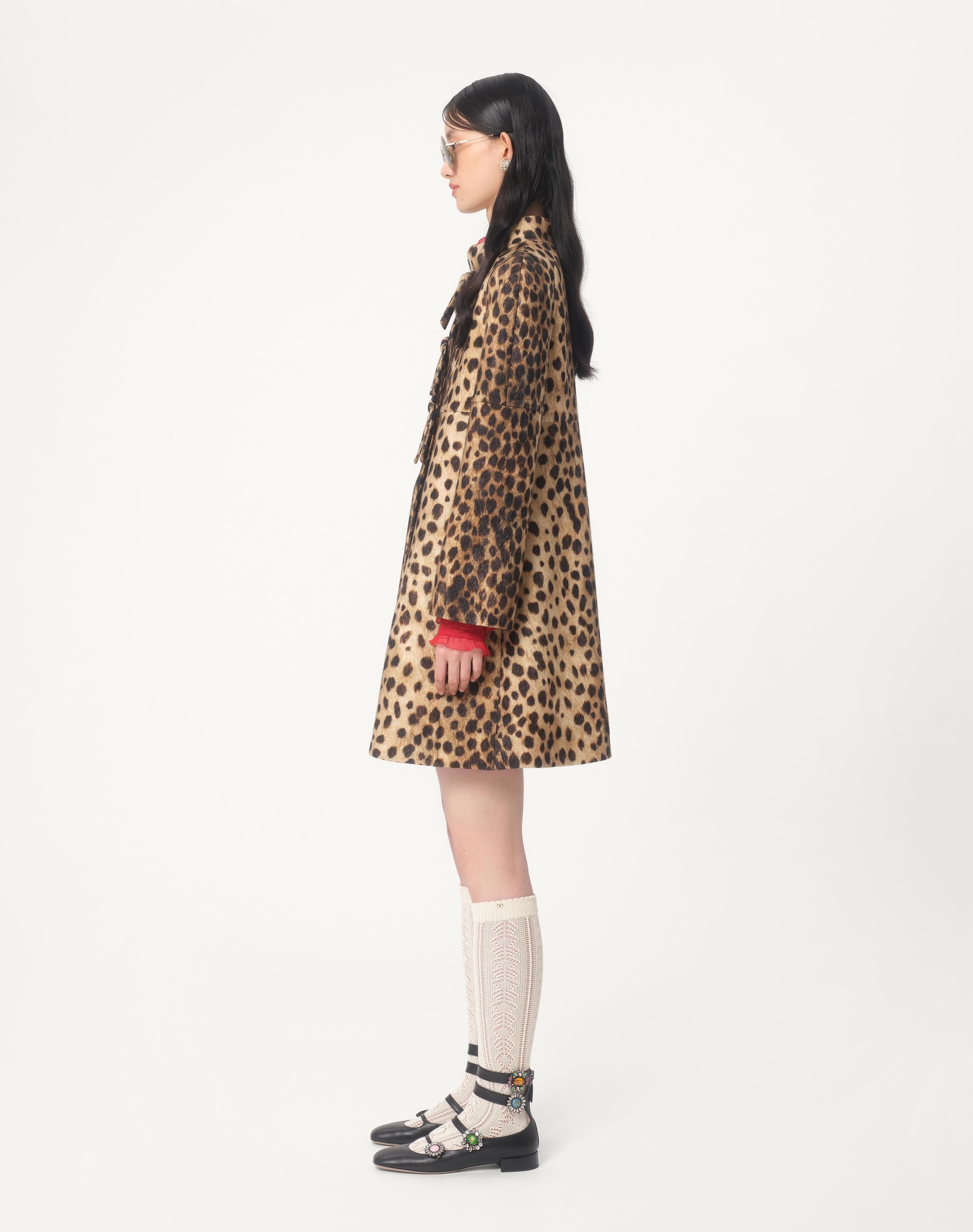 JAGUAR SPOTS PRINTED WOOL CLOTH COAT - 7