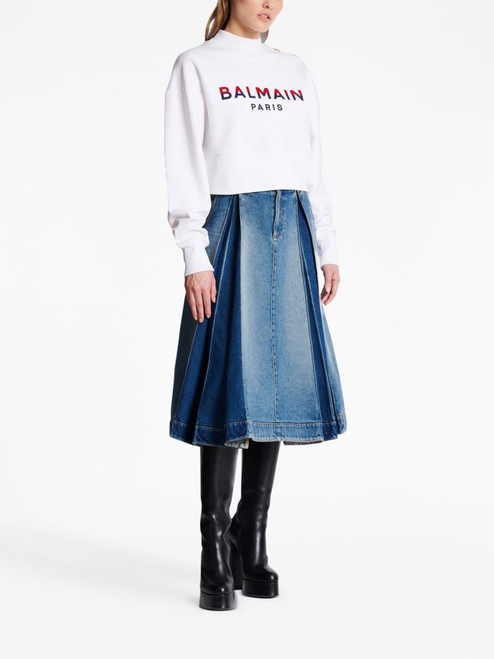 3-Buttons logo-print cotton sweatshirt - 3