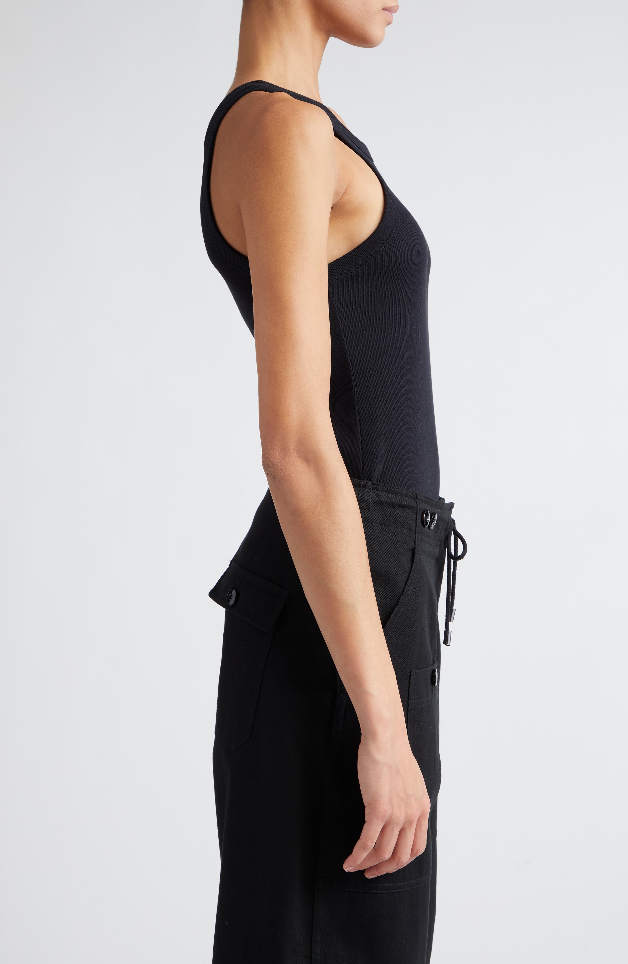 TOTEME Espera Rib Stretch Organic Cotton Tank in Black at Nordstrom - 3