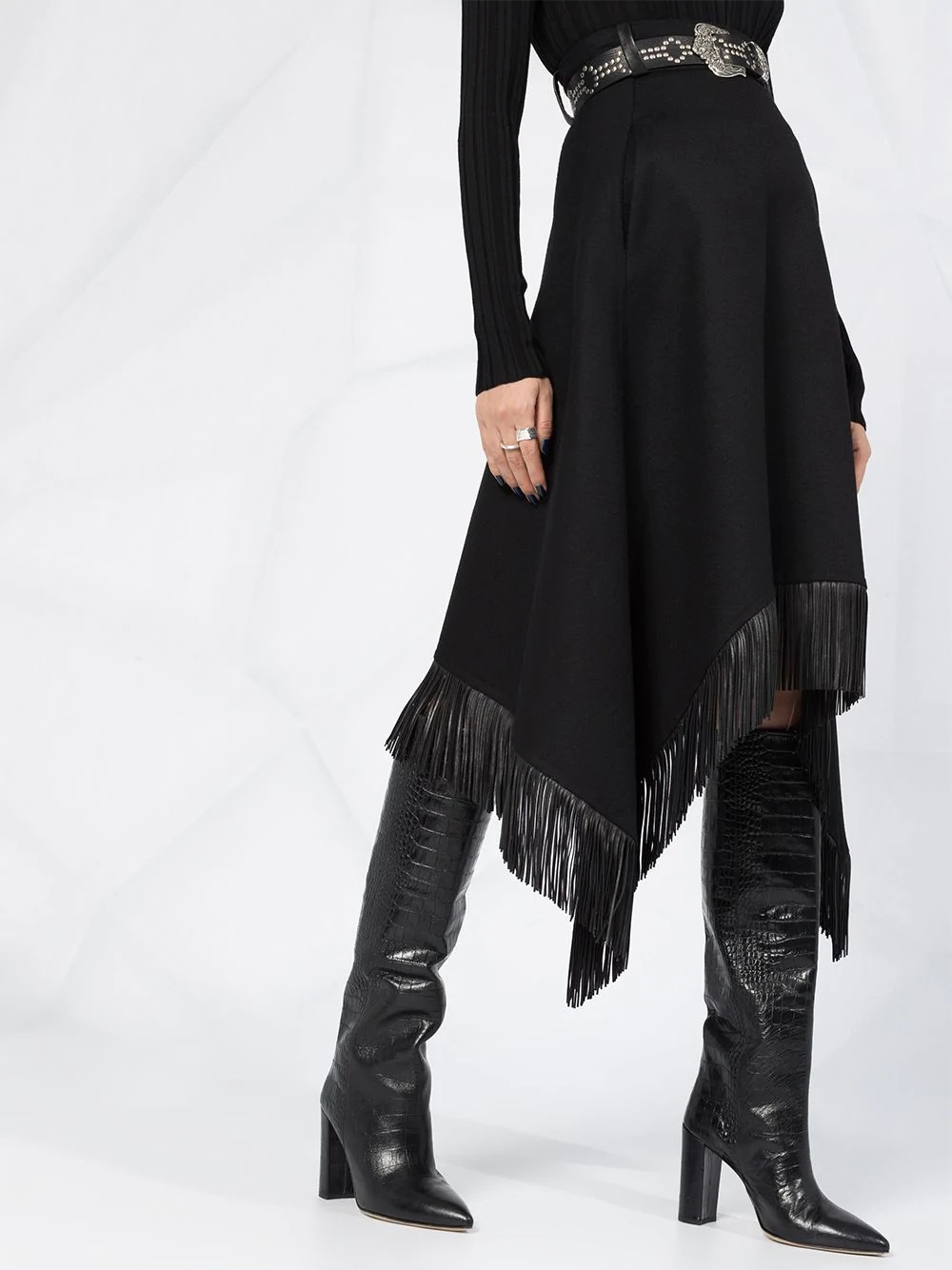 fringed handkerchief-hem skirt - 3