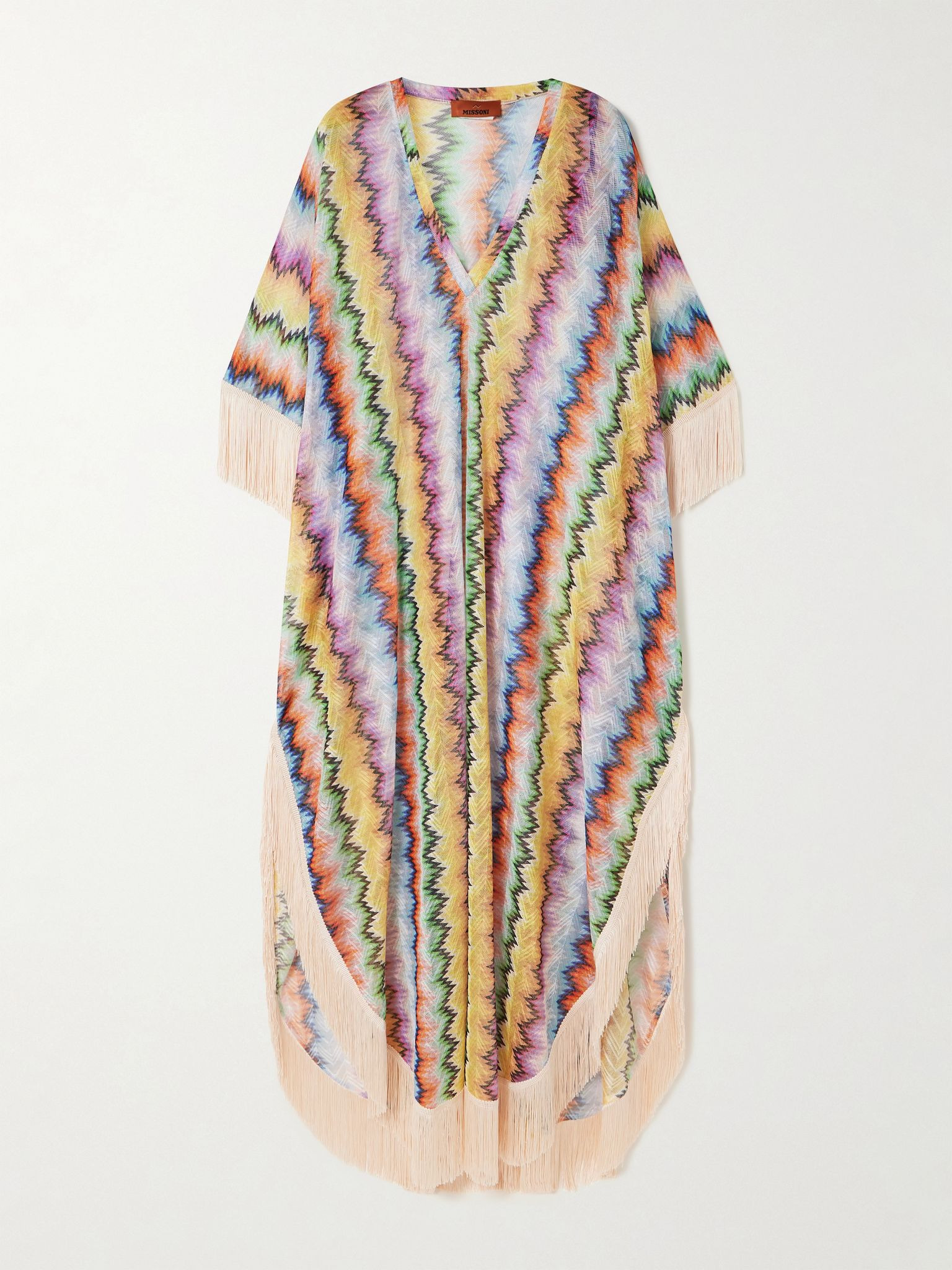Mare fringed dégradé stripes crochet-knit kaftan Multi - 1