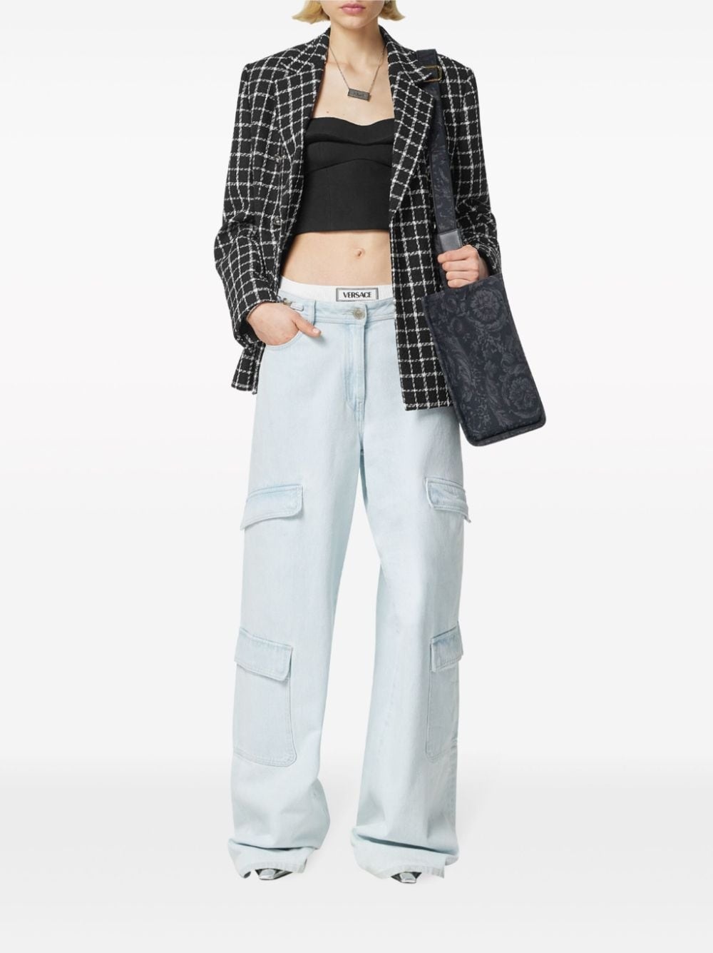 double-breasted tweed blazer - 2