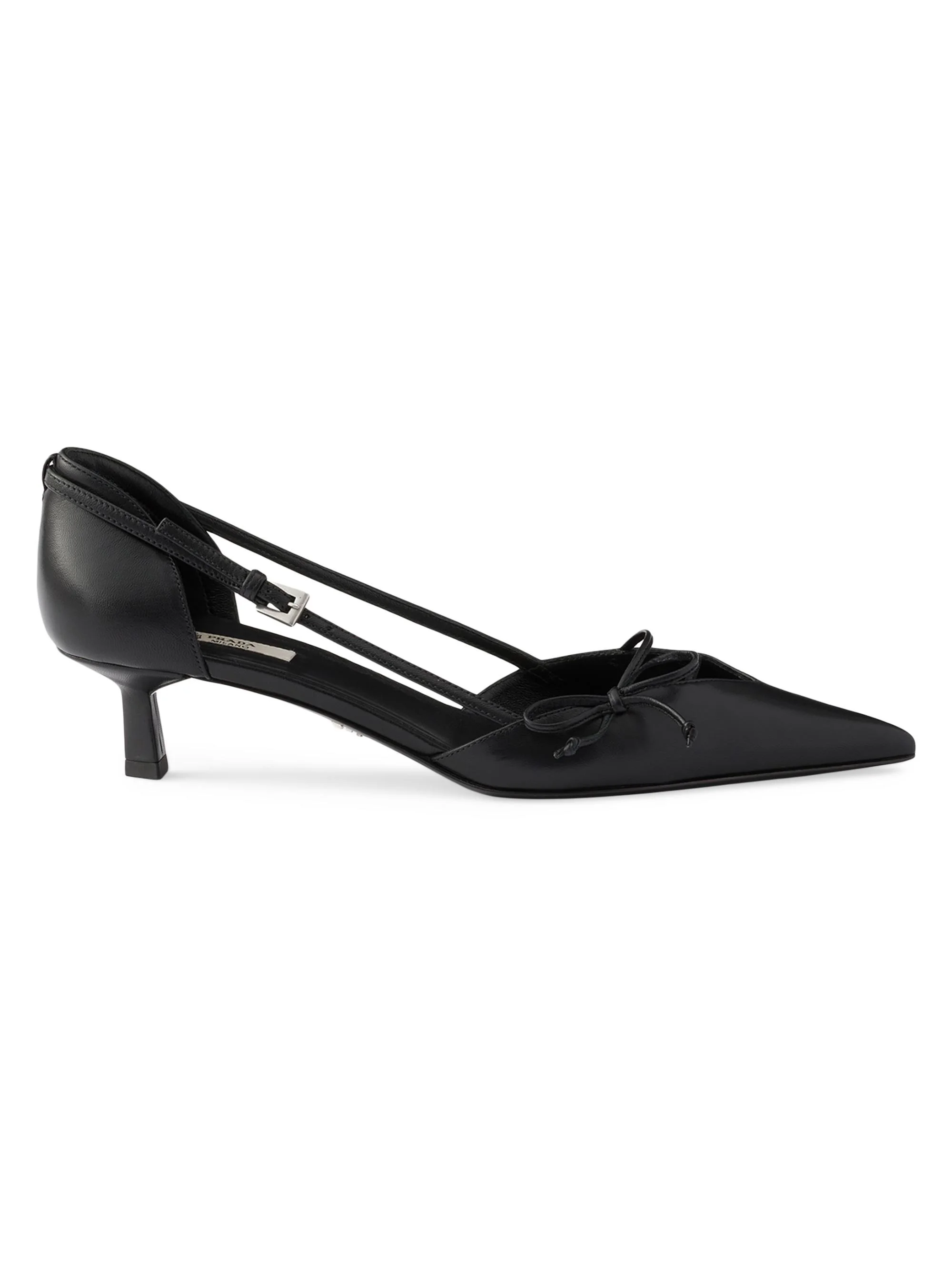 Women's Open-Side Leather Pumps - Black - 1