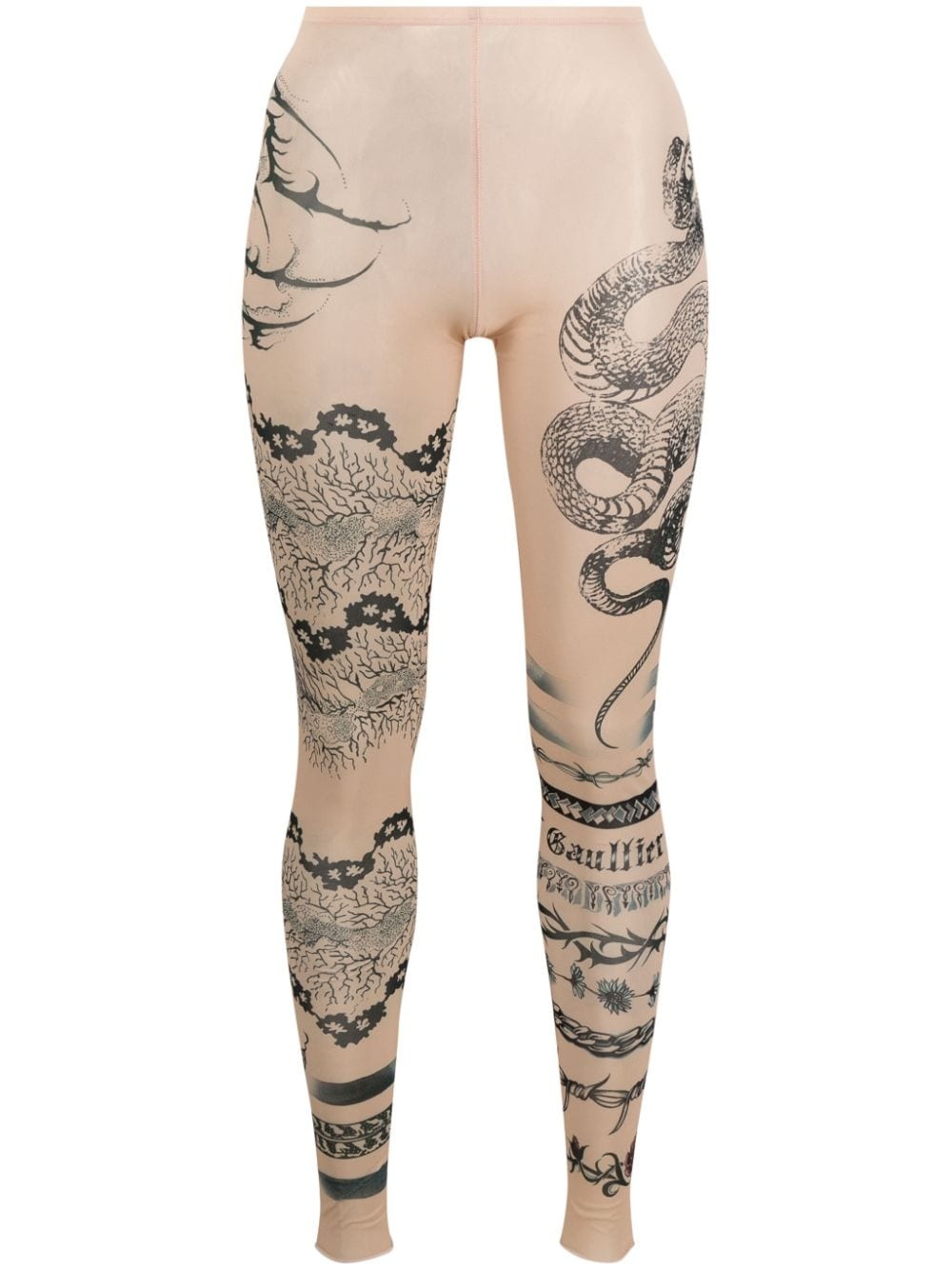 graphic-print semi-sheer leggings - 1