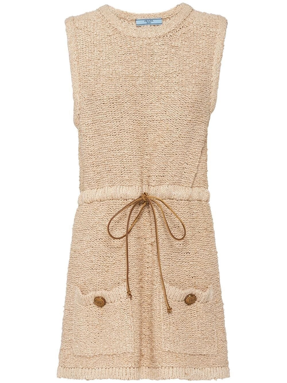 silk bouclé-construction dress - 1