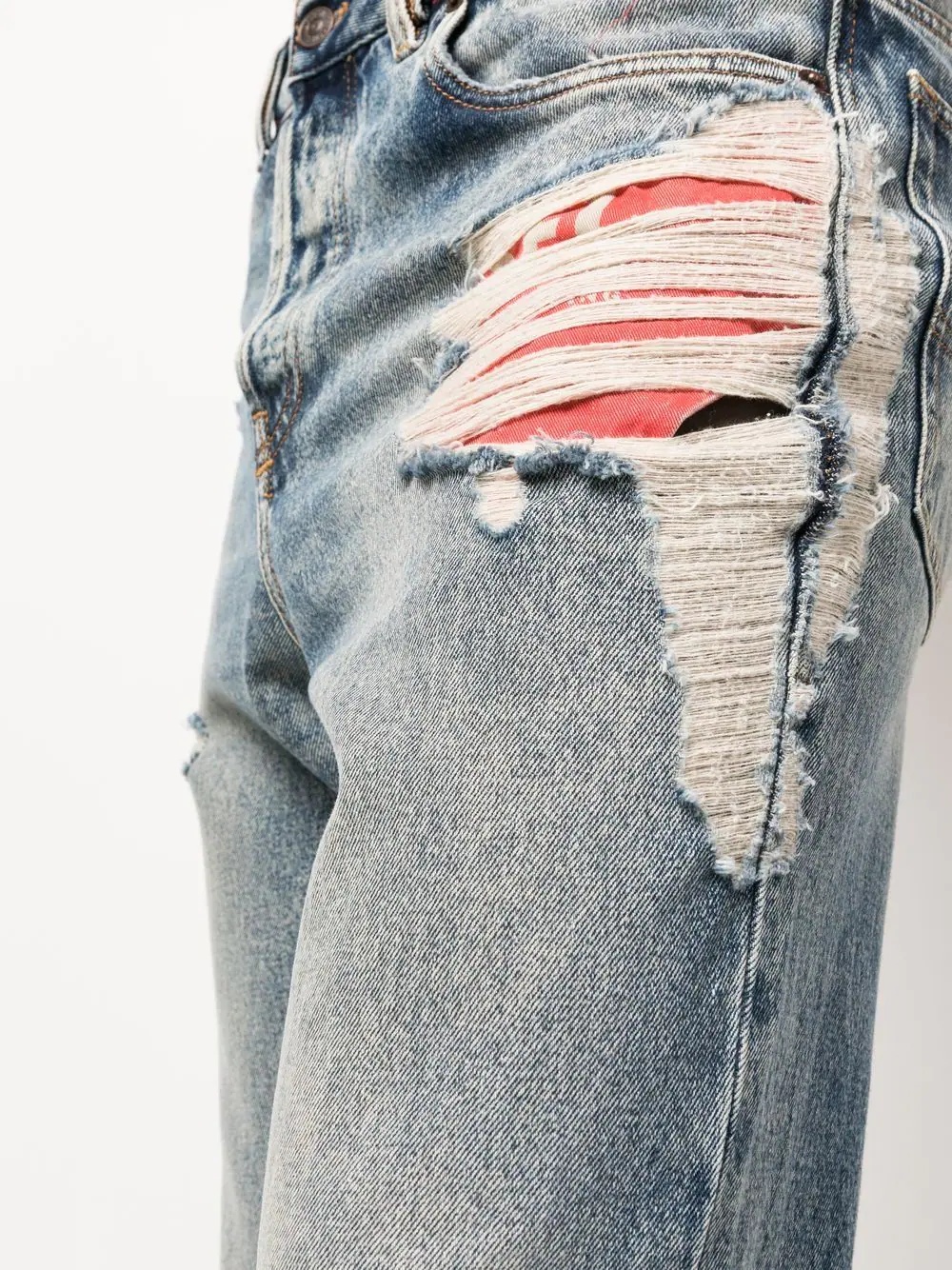 distressed-effect straight-leg jeans - 5