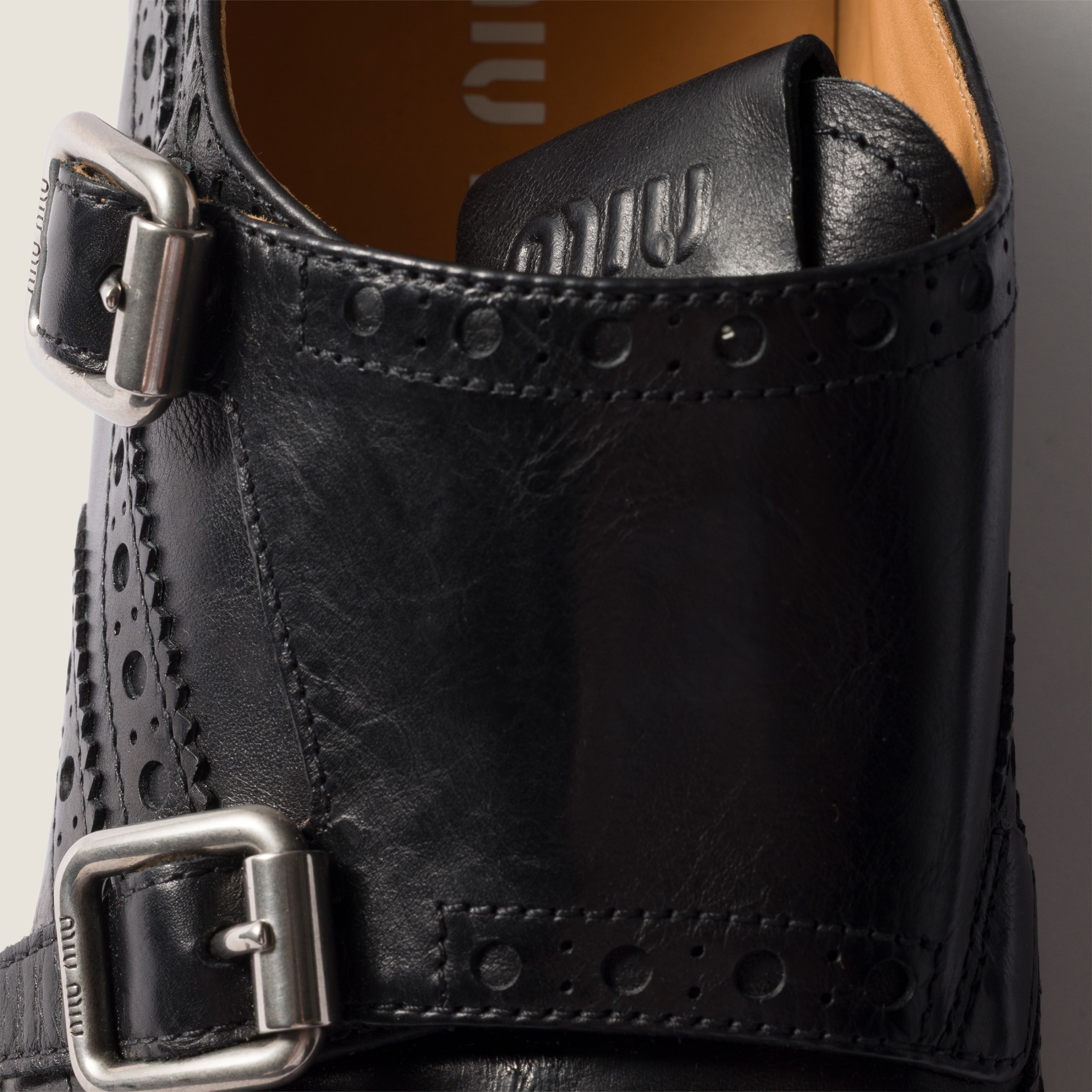 Calf leather brogue shoe with buckles - 4
