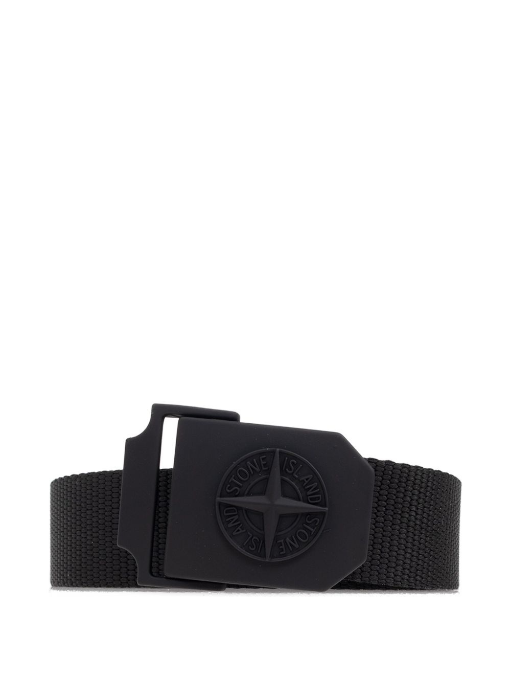 logo-buckle tape belt - 1
