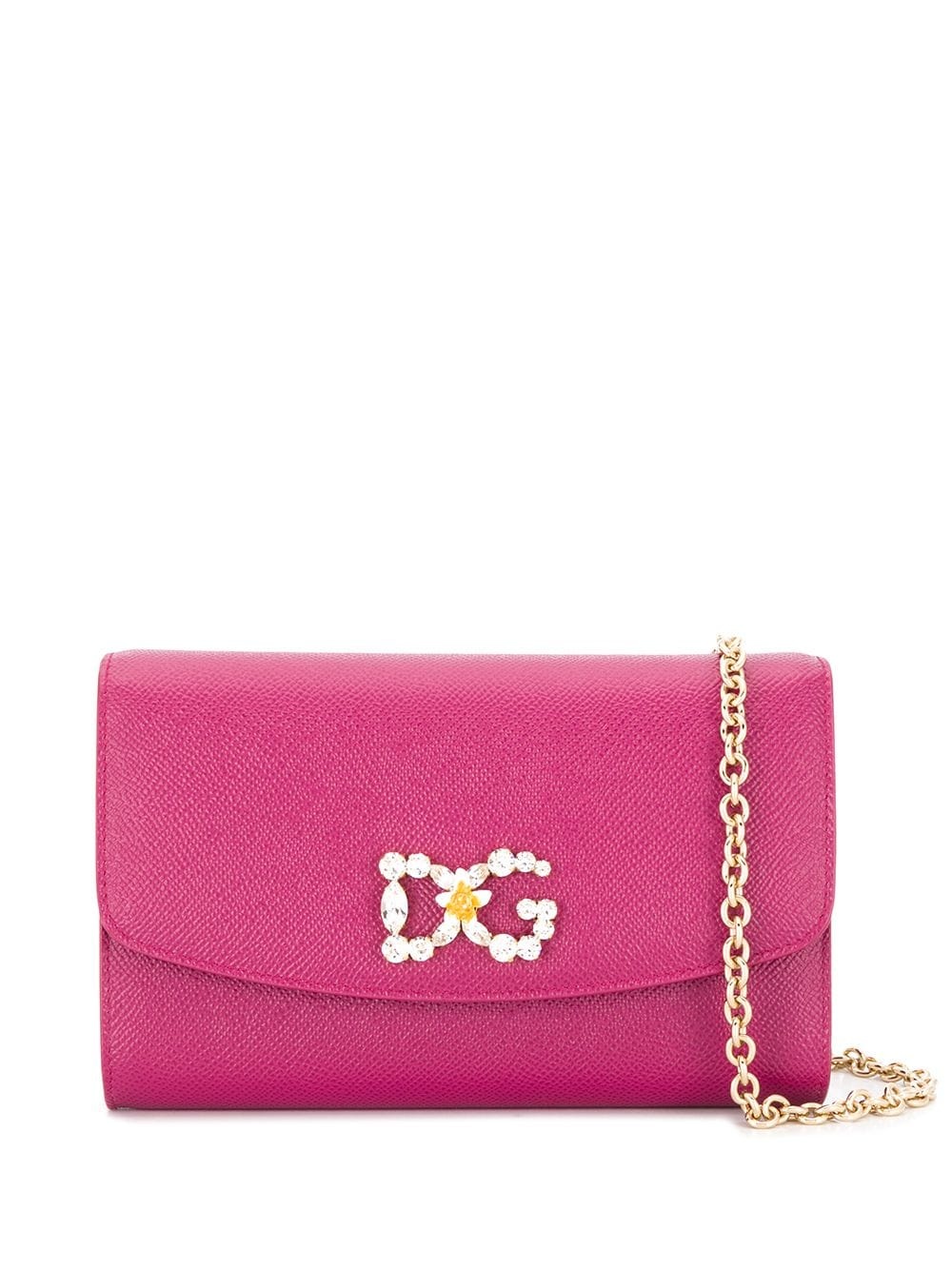 crystal-embellished logo clutch - 1