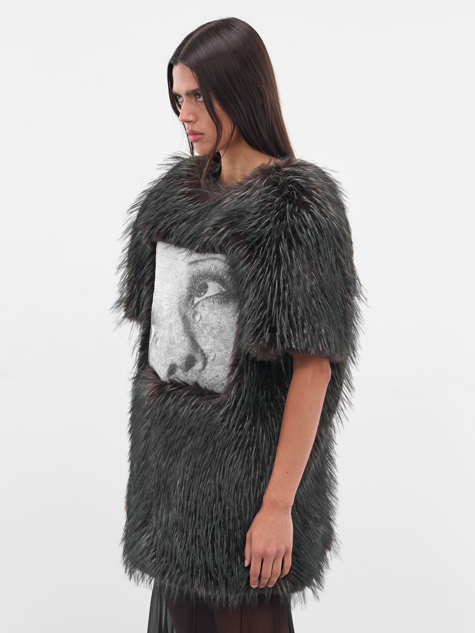 Green Graphic Faux Fur Sweater - 2