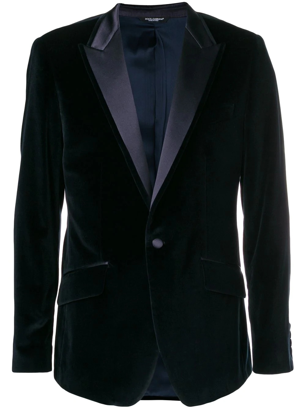 peak lapel velour blazer - 1