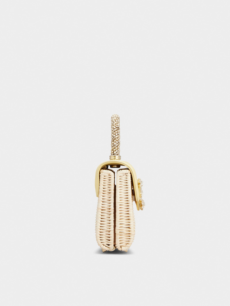 Jewel Efflorescence Mini Bag in leather and rattan 2