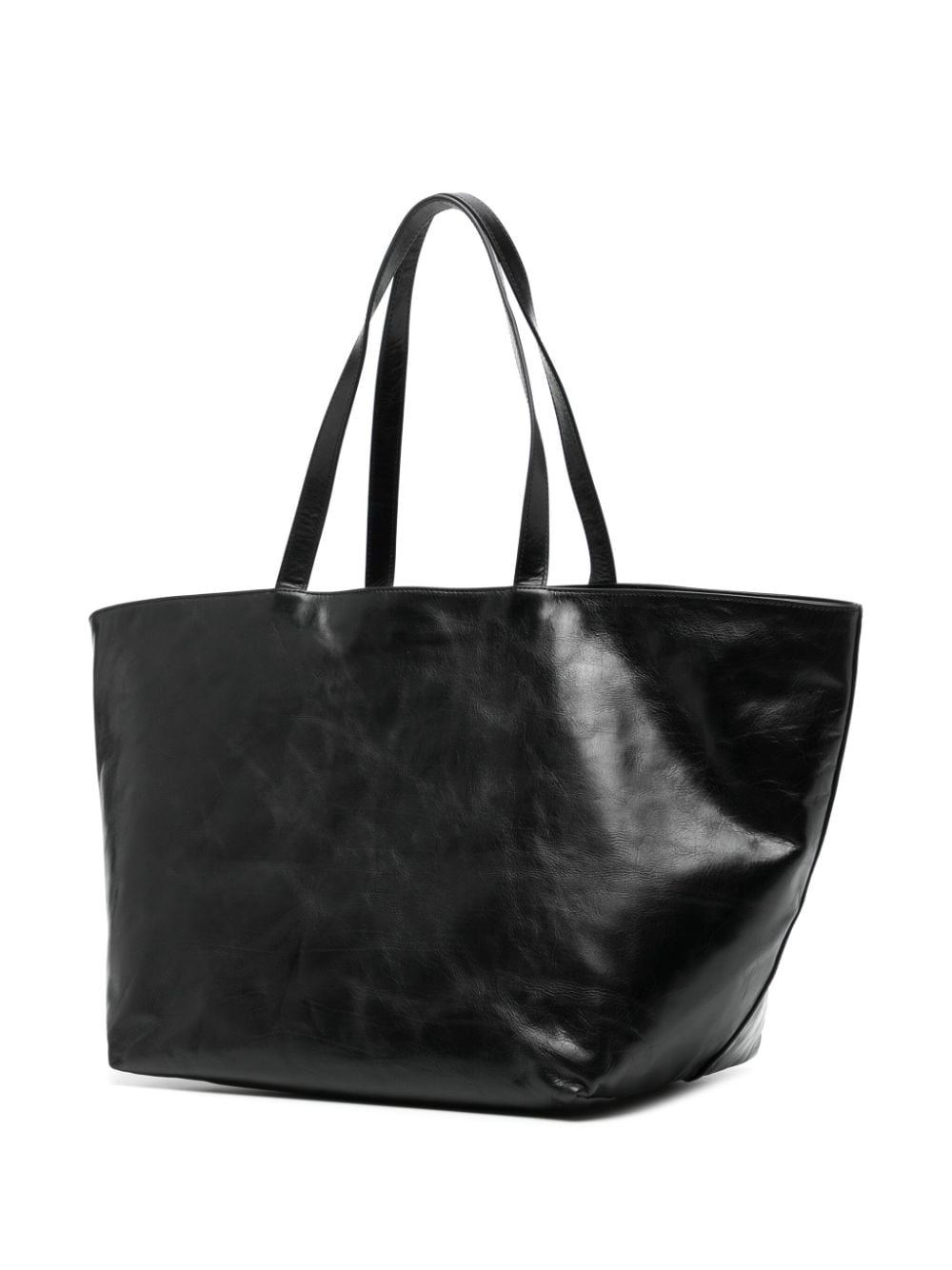 Punch logo-embossed leather tote bag - 3