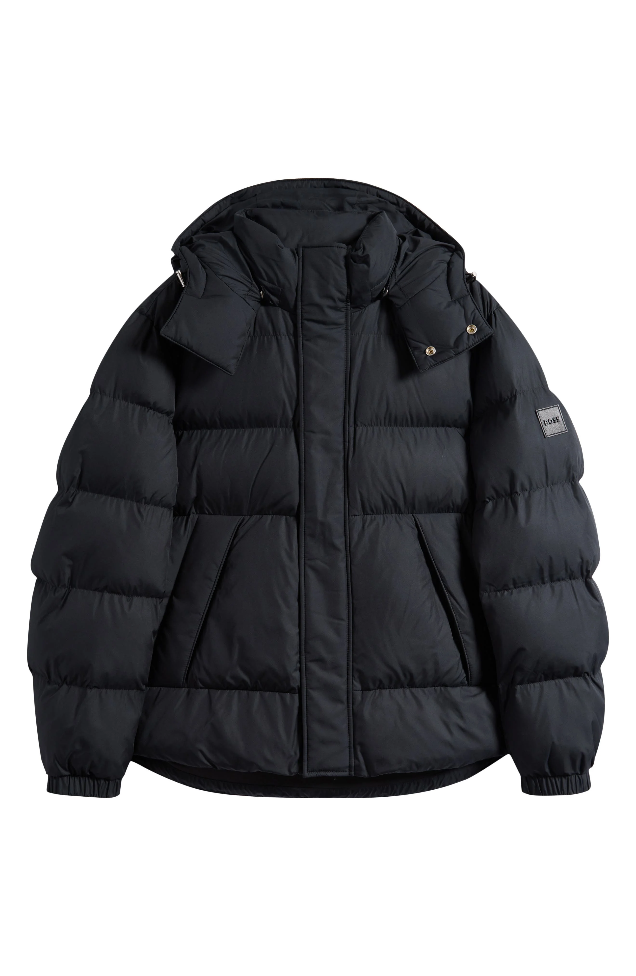 BOSS Water Repellent Puffer Coat with Removable Hood in Black at Nordstrom - 1