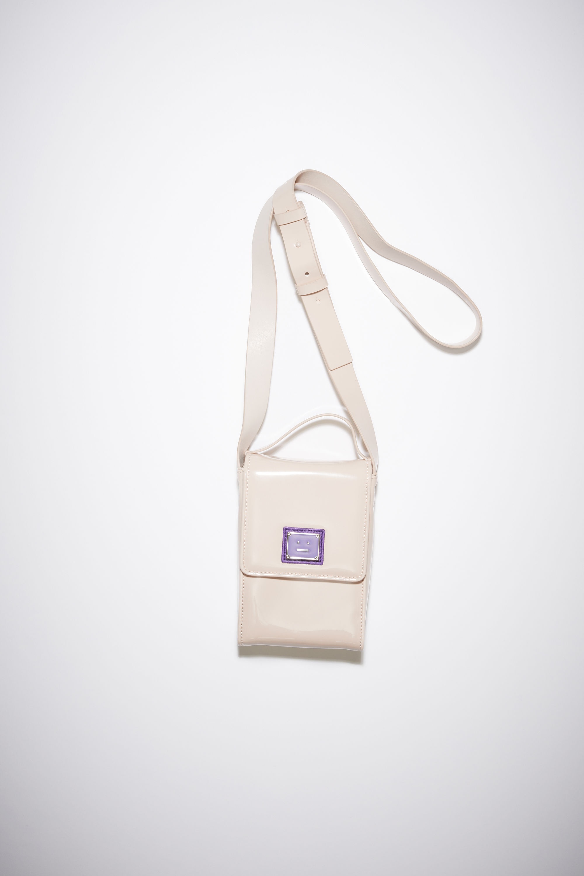 Mini crossbody Face bag - Light beige/purple - 1