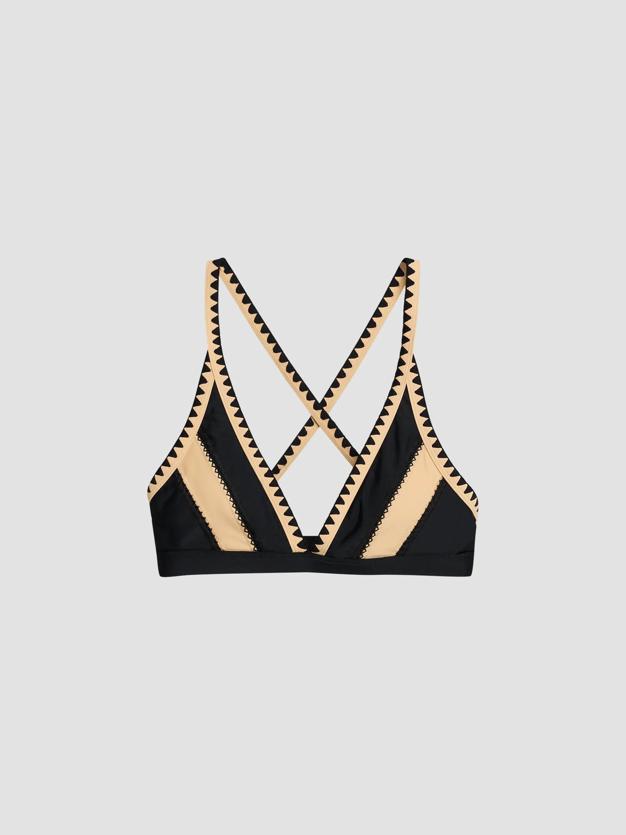 Women's Kara Bikini Top - Black Colorblock - 1