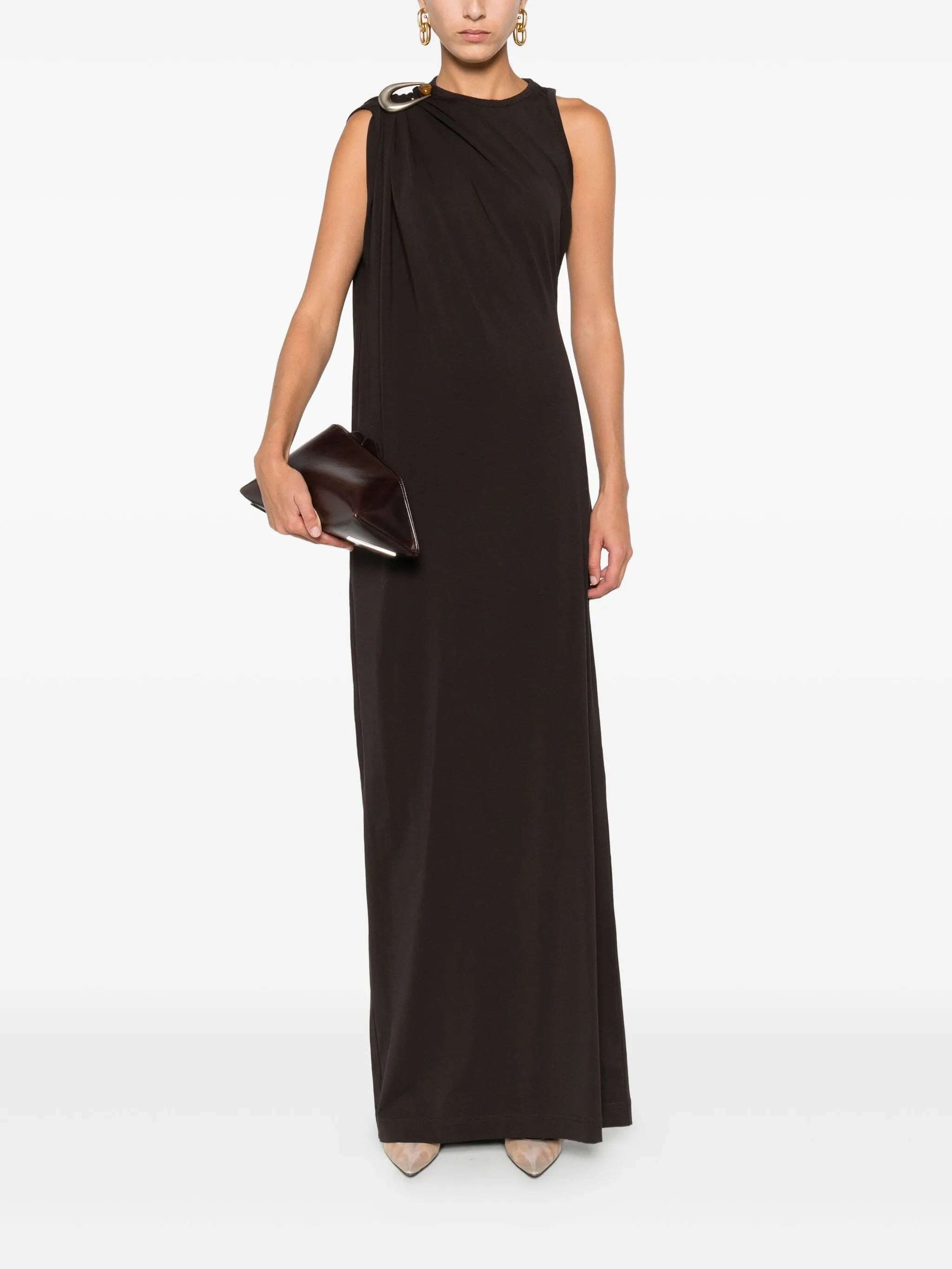 draped ring-detail maxi dress - 2
