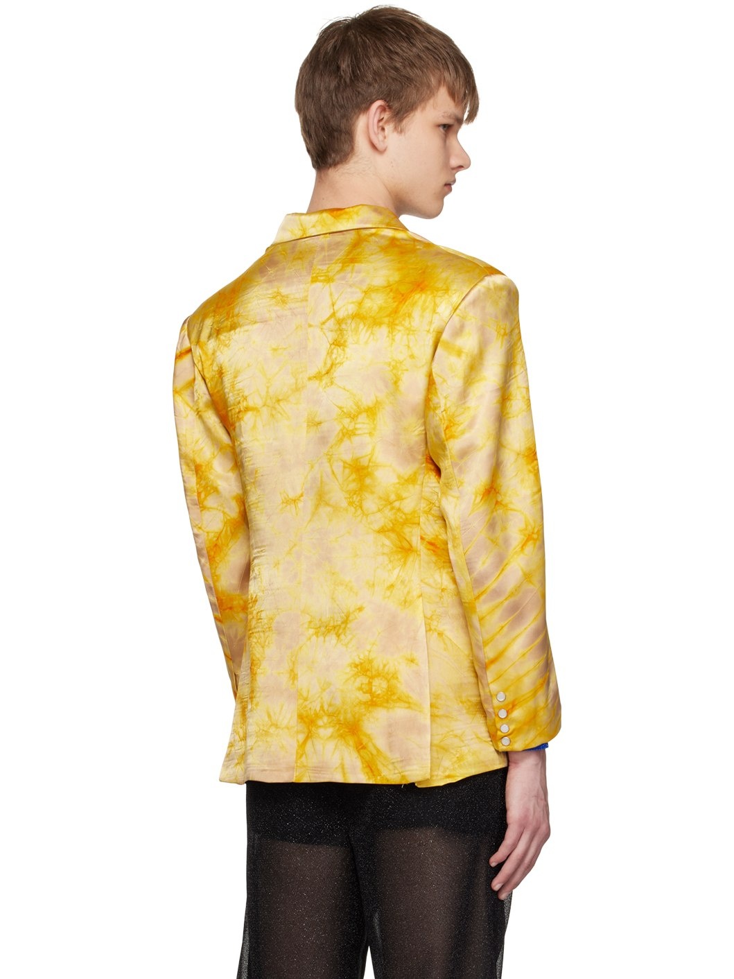 Yellow Printed Blazer - 3