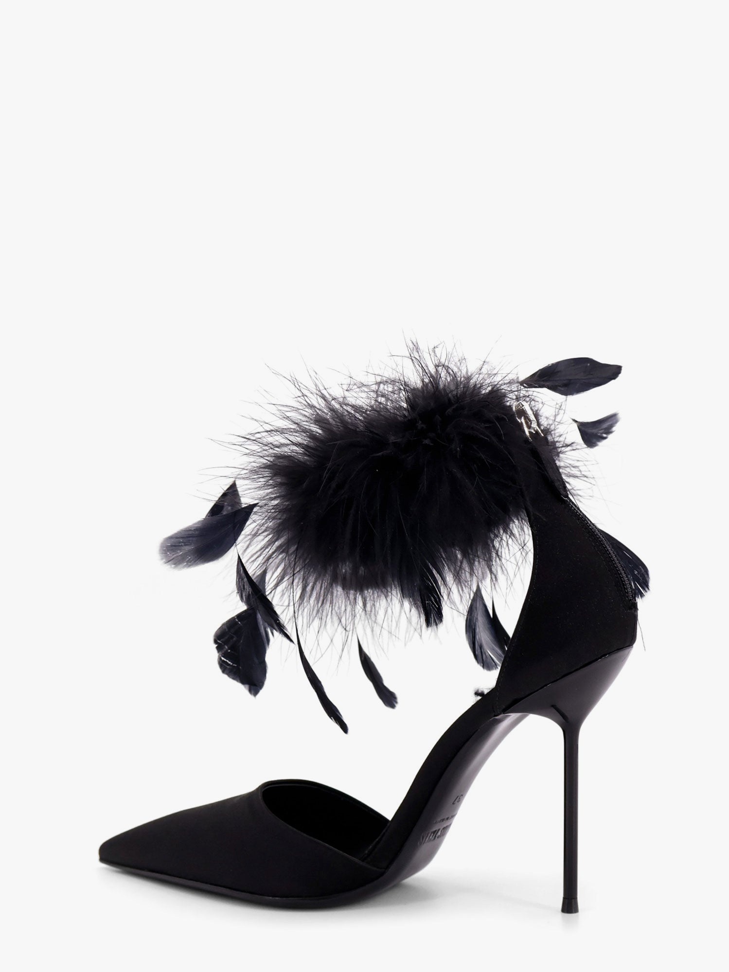 Paris Texas Lidia Satin Sandals With Feather Detail - 3