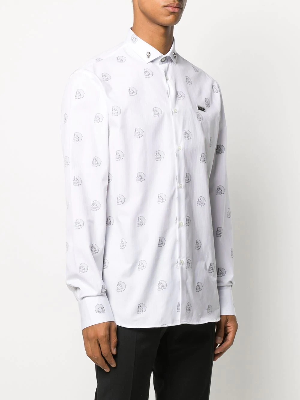 skull-print long-sleeved shirt - 3