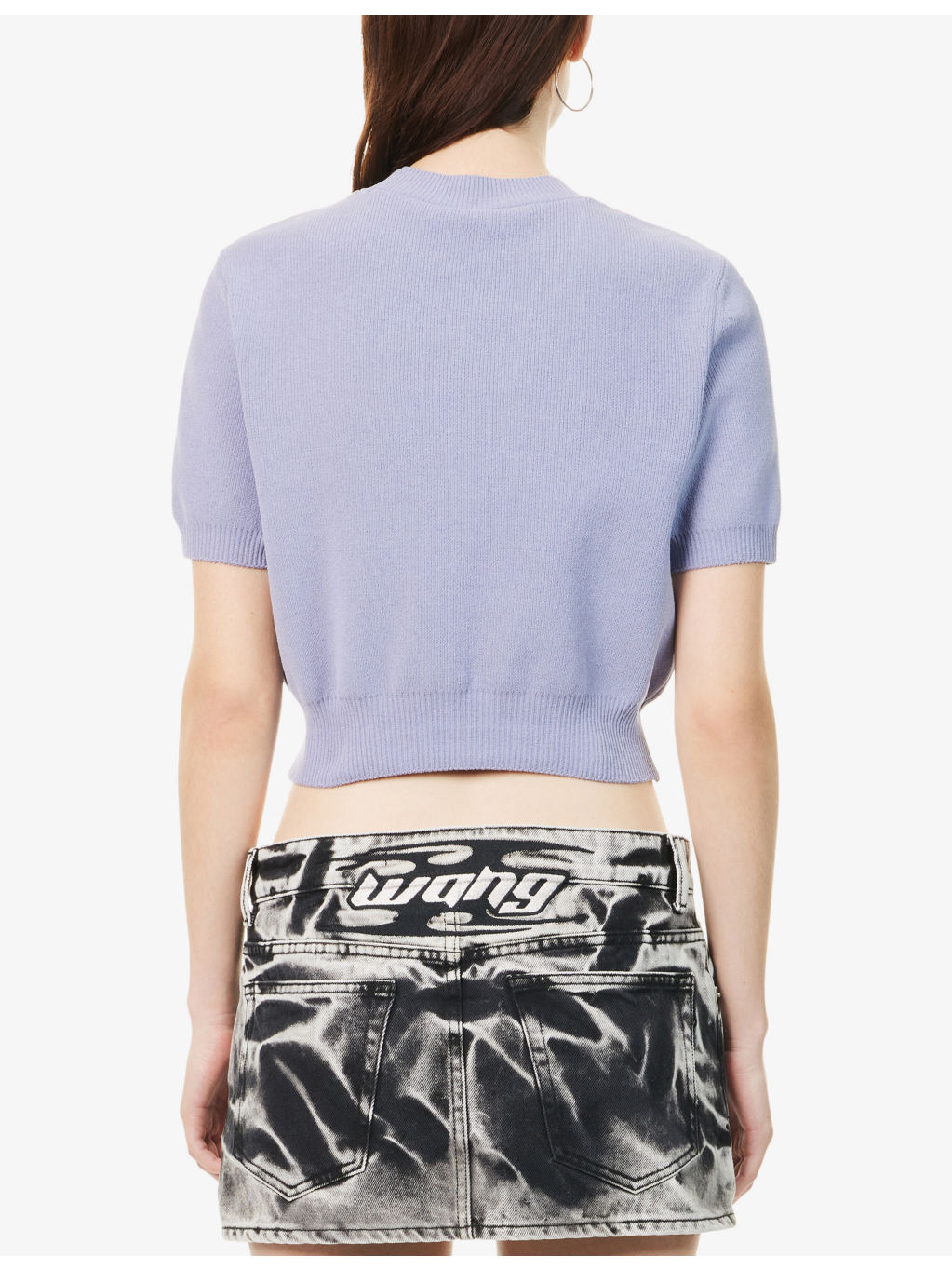 Cropped Embossed-Brand Knitted Top - 4