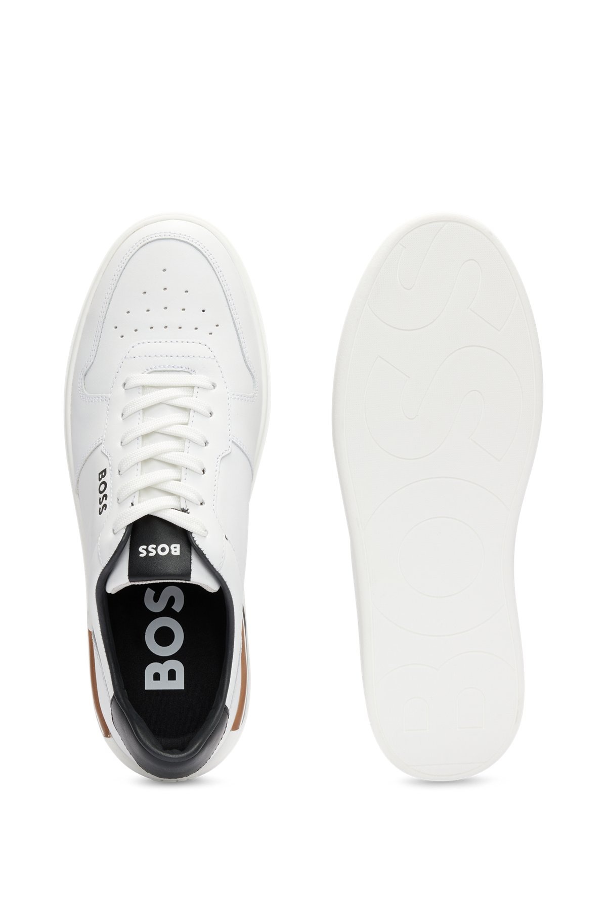 LEATHER CUPSOLE TRAINERS WITH SIGNATURE DETAILS - 4
