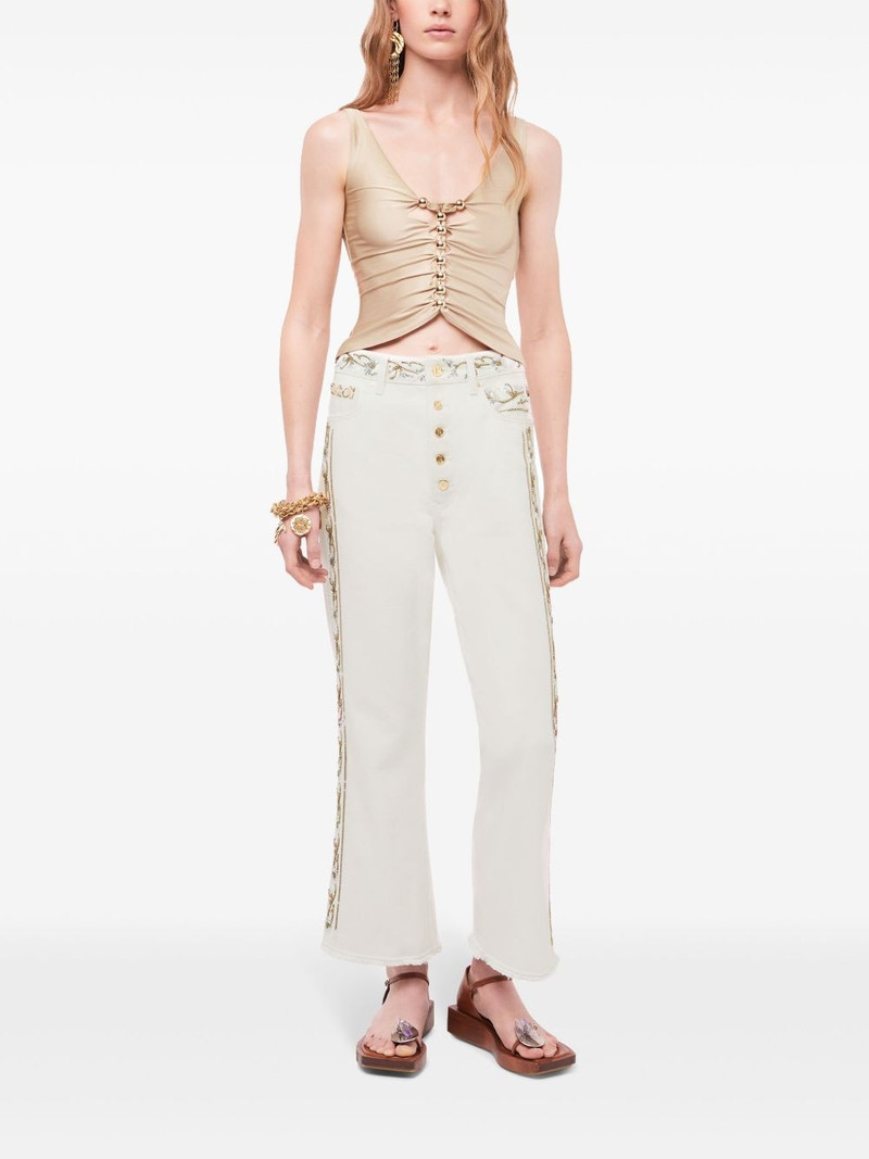 rabanne embroidered mid-rise cropped jeans outlook