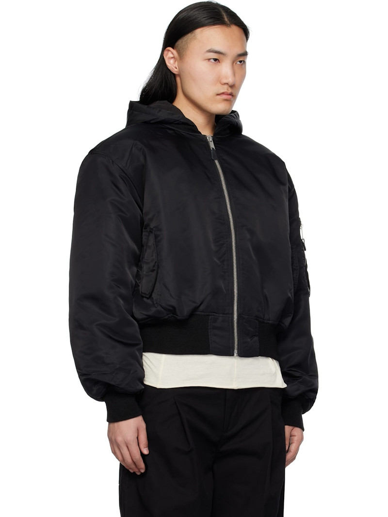 Black Hooded Broad Bomber Jacket 2