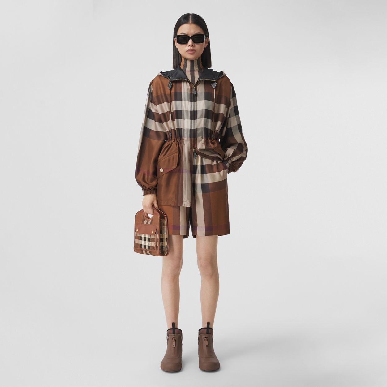 Check Silk Lightweight Hooded Jacket - 2