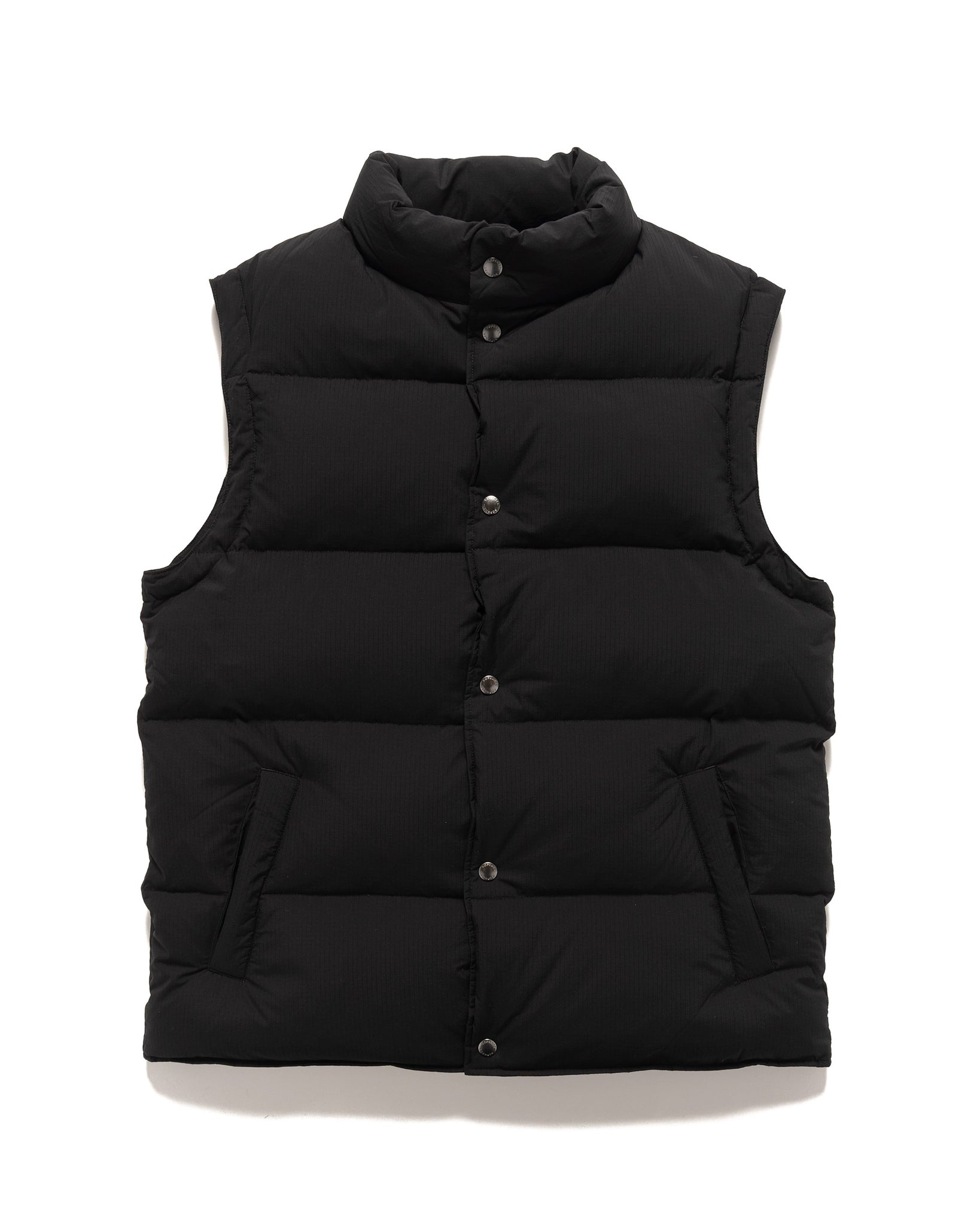 Light Weight Stretch Rip Stop Down Vest Black - 1