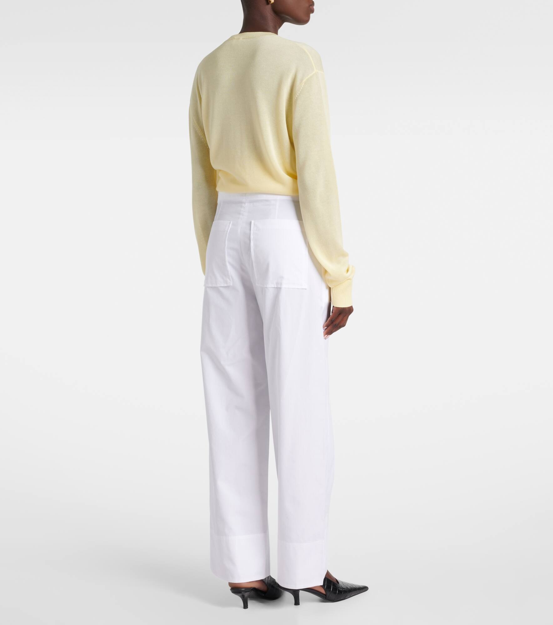 Twisted Seam cotton poplin wide-leg pants - 3