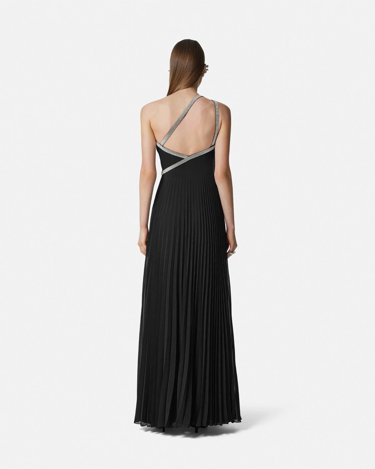 Crystal One-Shoulder Pleated Gown - 5