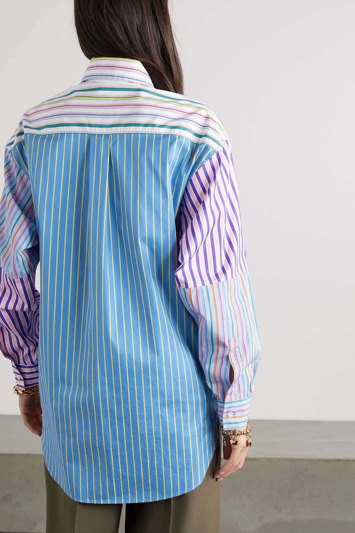 Paneled striped cotton shirt - 4