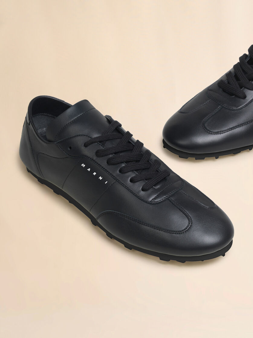 BLACK NAPPA LEATHER SOFTY SOCCER SNEAKER - 4