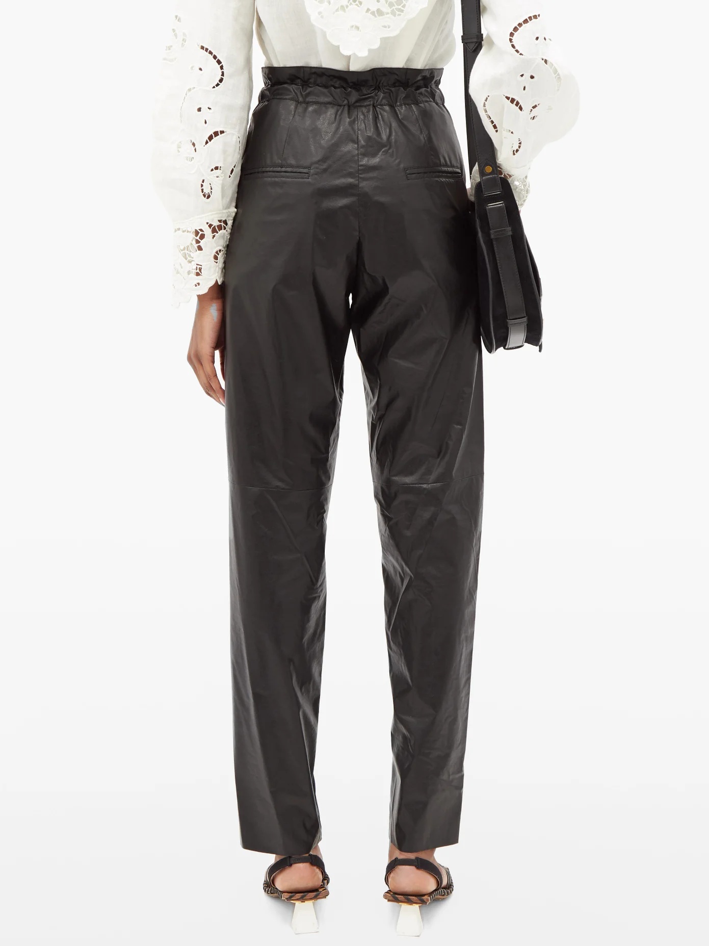 Duard pleated faux-leather trousers - 5