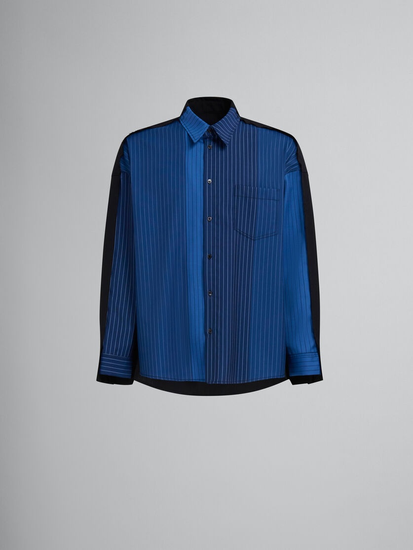 BLUE DÉGRADÉ PINSTRIPE WOOL SHIRT WITH CONTRAST BACK - 1