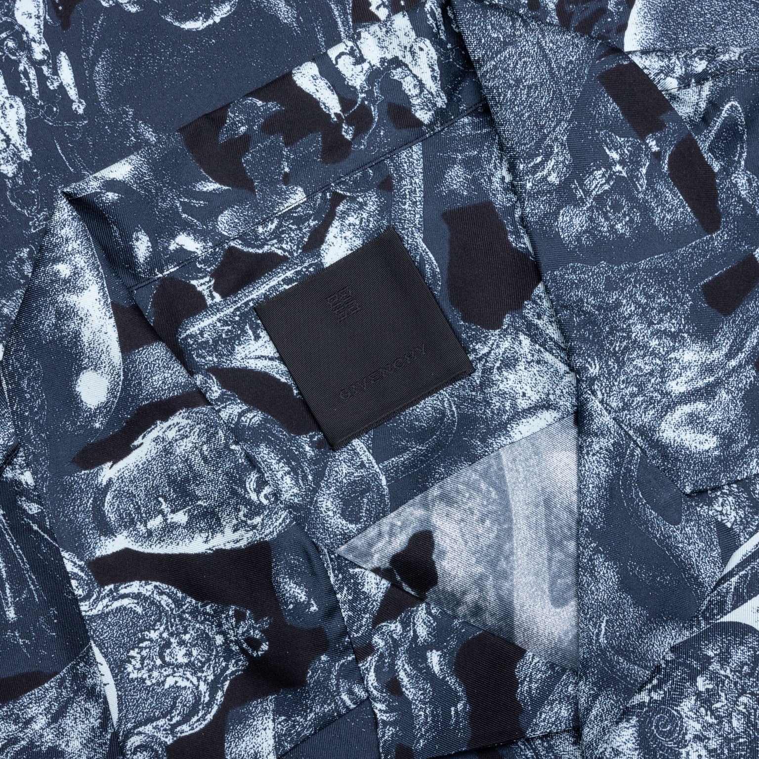 SILK SHIRT WITH HUBERT OBJECTS PRINT - BLACK/NAVY - 3