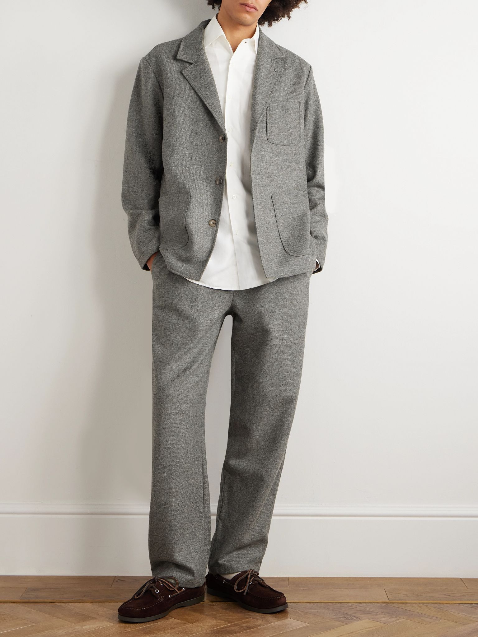 Lounge Straight-Leg Wool Trousers Gray - 2