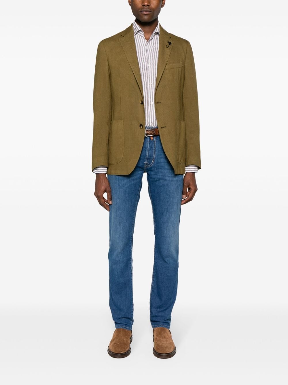 notched-lapels single-breasted blazer - 2