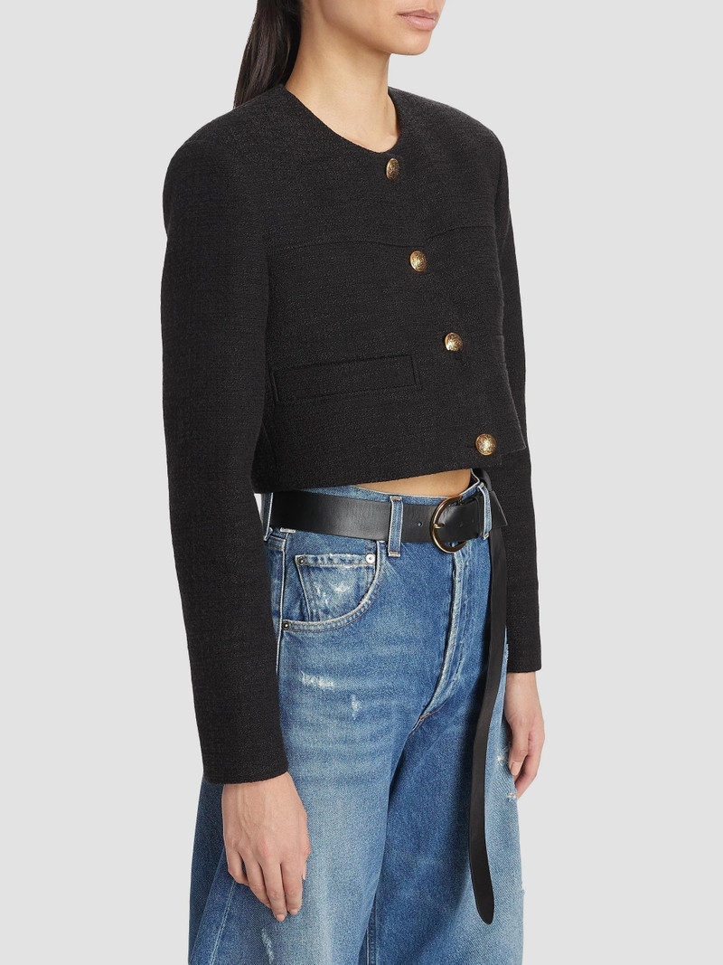 Women's Pia Cotton-Blend Tweed Crop Jacket - Black 4