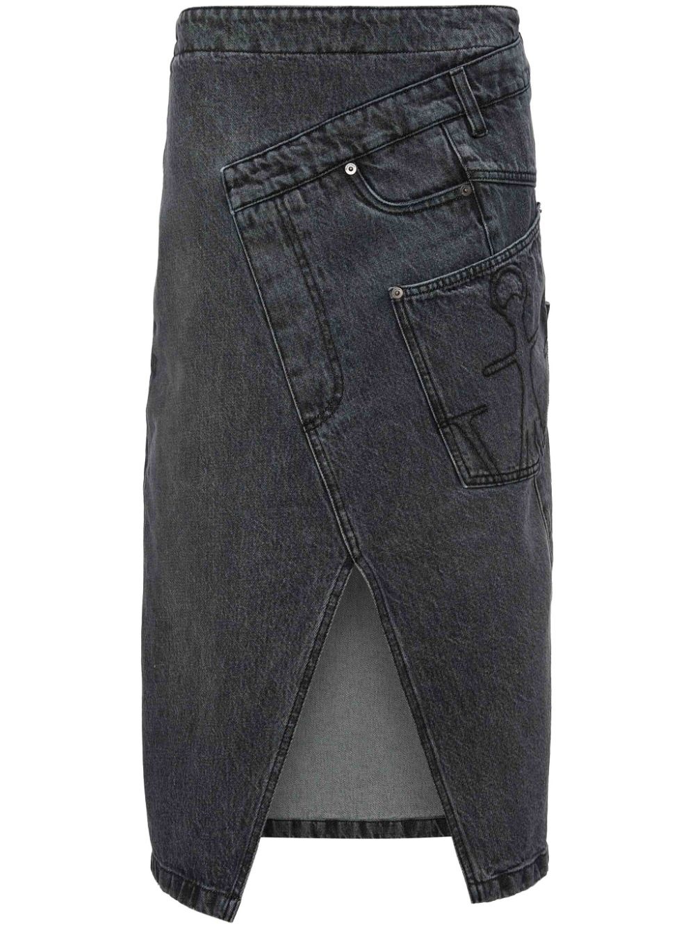 twisted denim midi skirt - 1