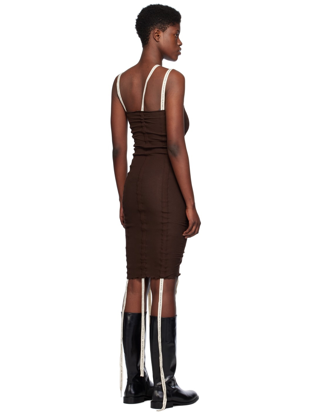 Brown Hewn Strap Minidress - 3